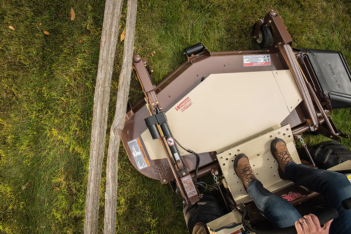 Duramax deck with steel build on a front mount commercial and consumer lawn mower