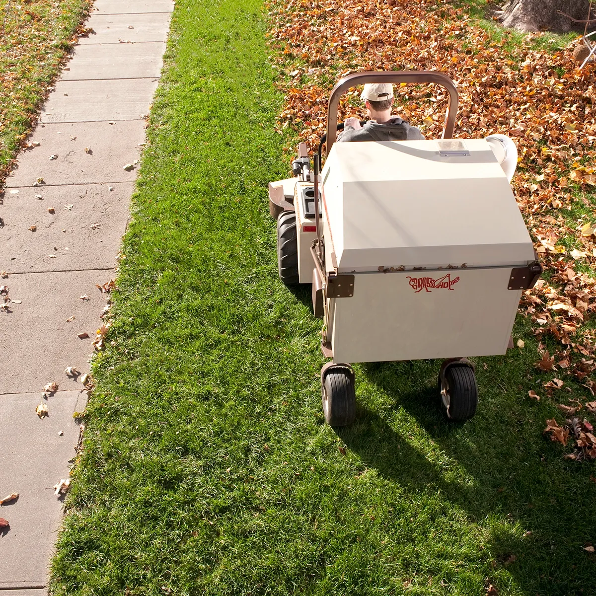 Grasshopper PowerVac Collecting leaves and debris
