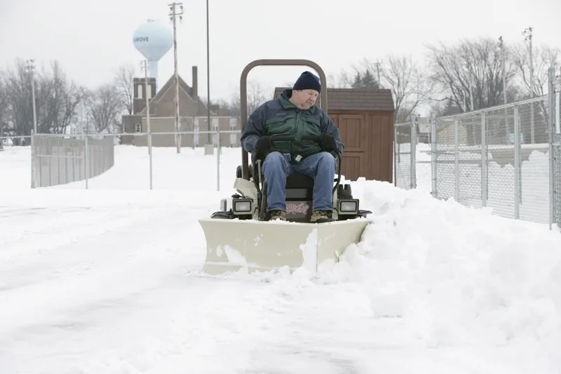 V-plow attachment for Grasshopper mower in snow